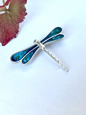 Dragonfly Blue Enamel Brooch