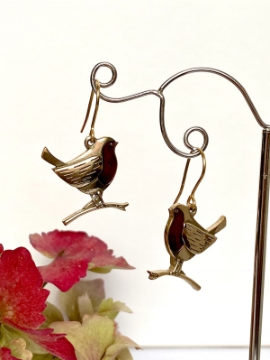 Bronze Red Robin Earrings