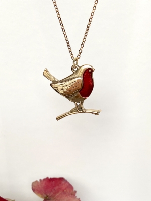 Bronze Red Robin Pendant