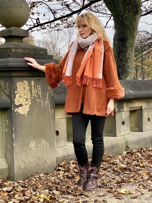 Rust Fur Swing Coat