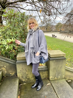 Grey Button Poncho Jumper