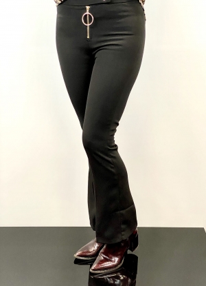 Black Round Zip Trousers 