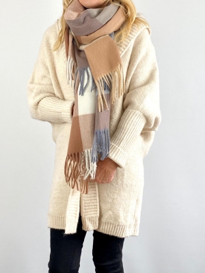 Cream Bold Check Winter Scarf