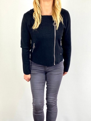 black zip cardigan Thumb