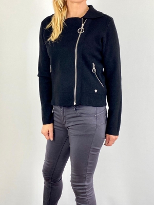 black zip cardigan Thumb