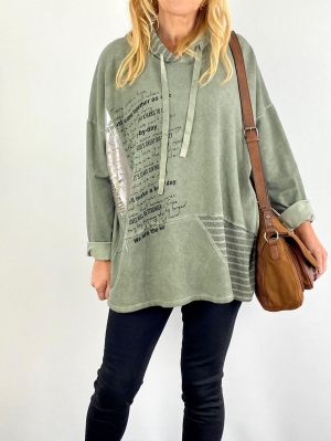 Hooded green write top Thumb