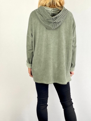 Hooded green write top Thumb