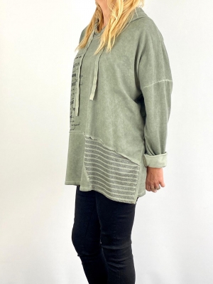 Hooded green write top Thumb