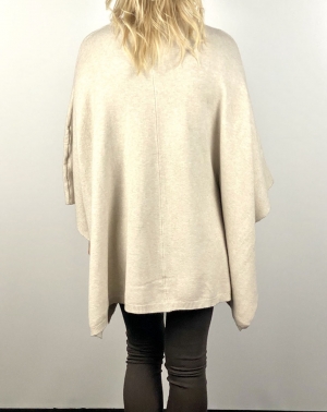 Cream Button Poncho Jumper  Thumb