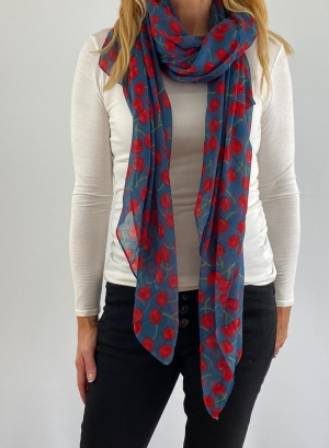 Spotted red & blue scarfe Thumb