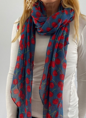 Spotted red & blue scarfe Thumb