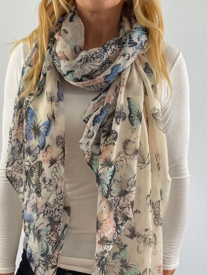 light blue and white scarf Thumb