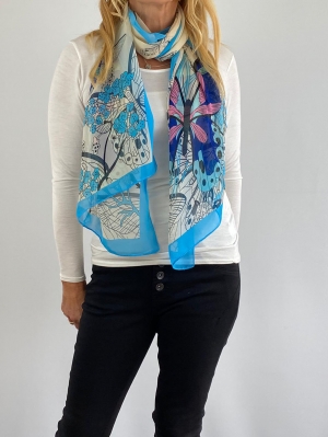 sky blue and white scarf Thumb