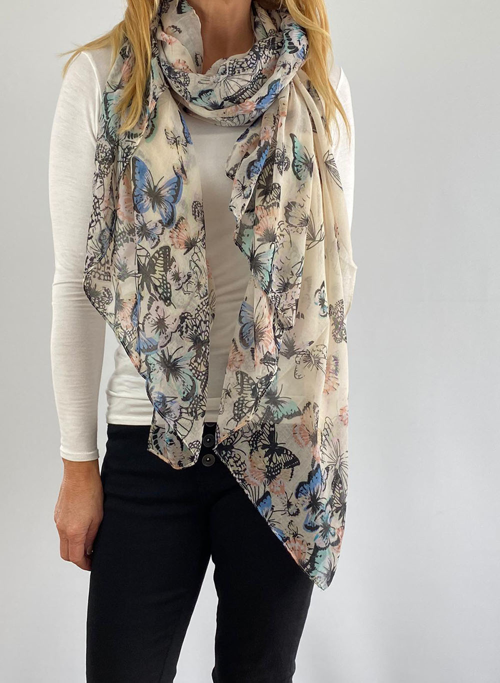 light blue and white scarf Main