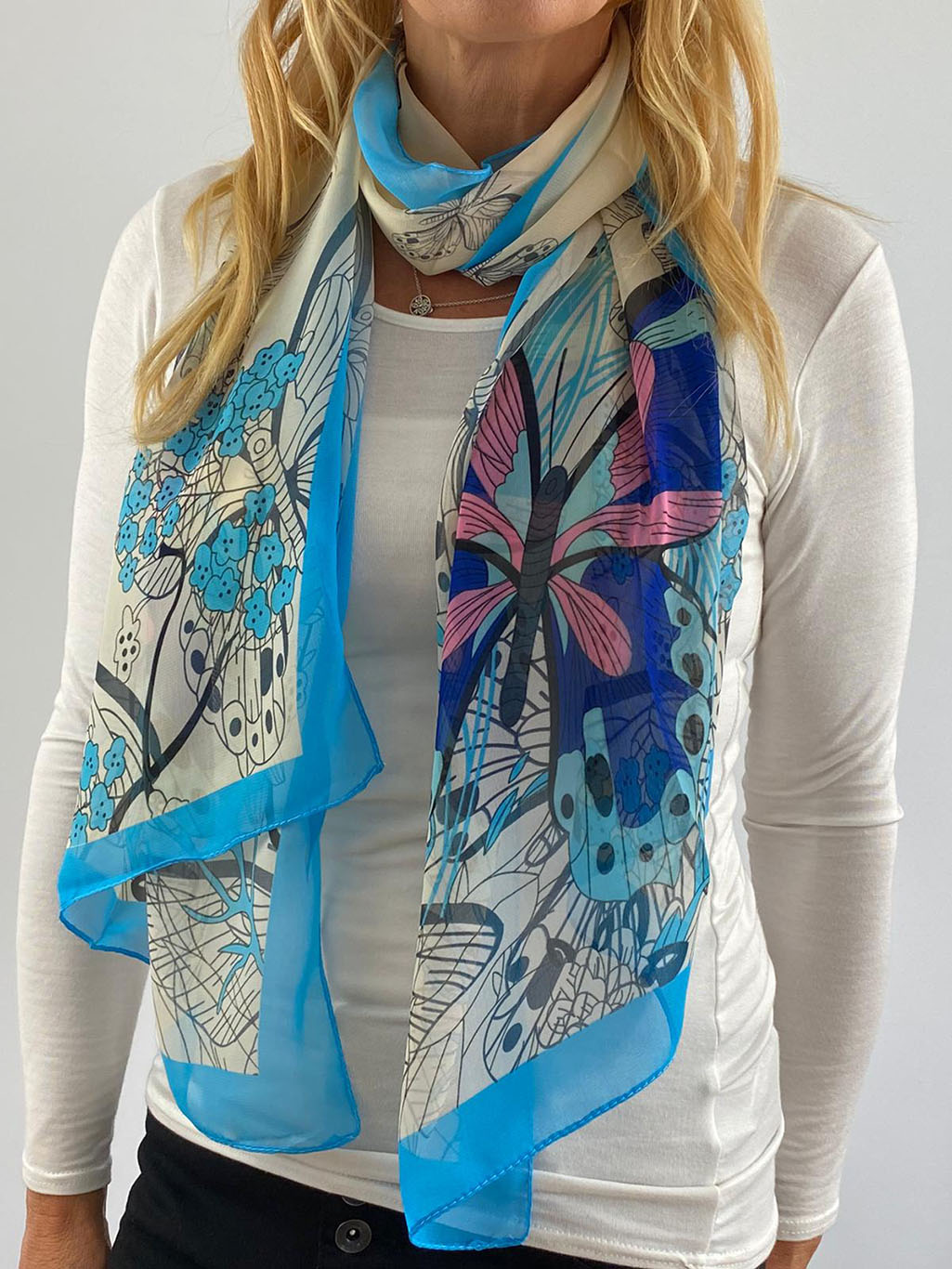 sky blue and white scarf Main